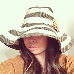 Striped Paper Floppy Beach Sun Hat